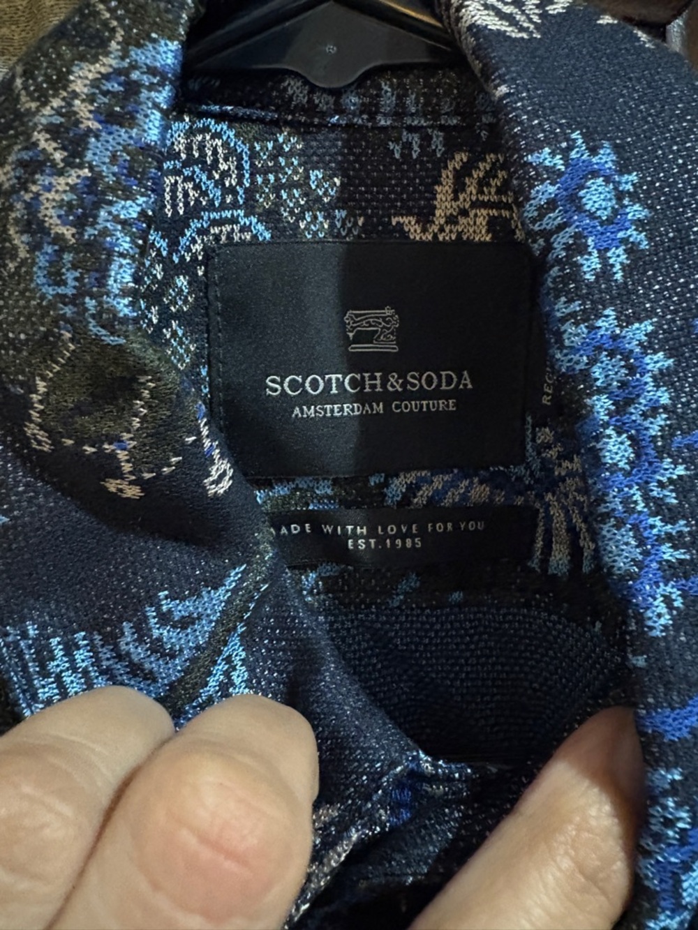 Scotch & Soda Black Shirt Jacket with Blue and Tan Floral Print - Picture 2 of 3